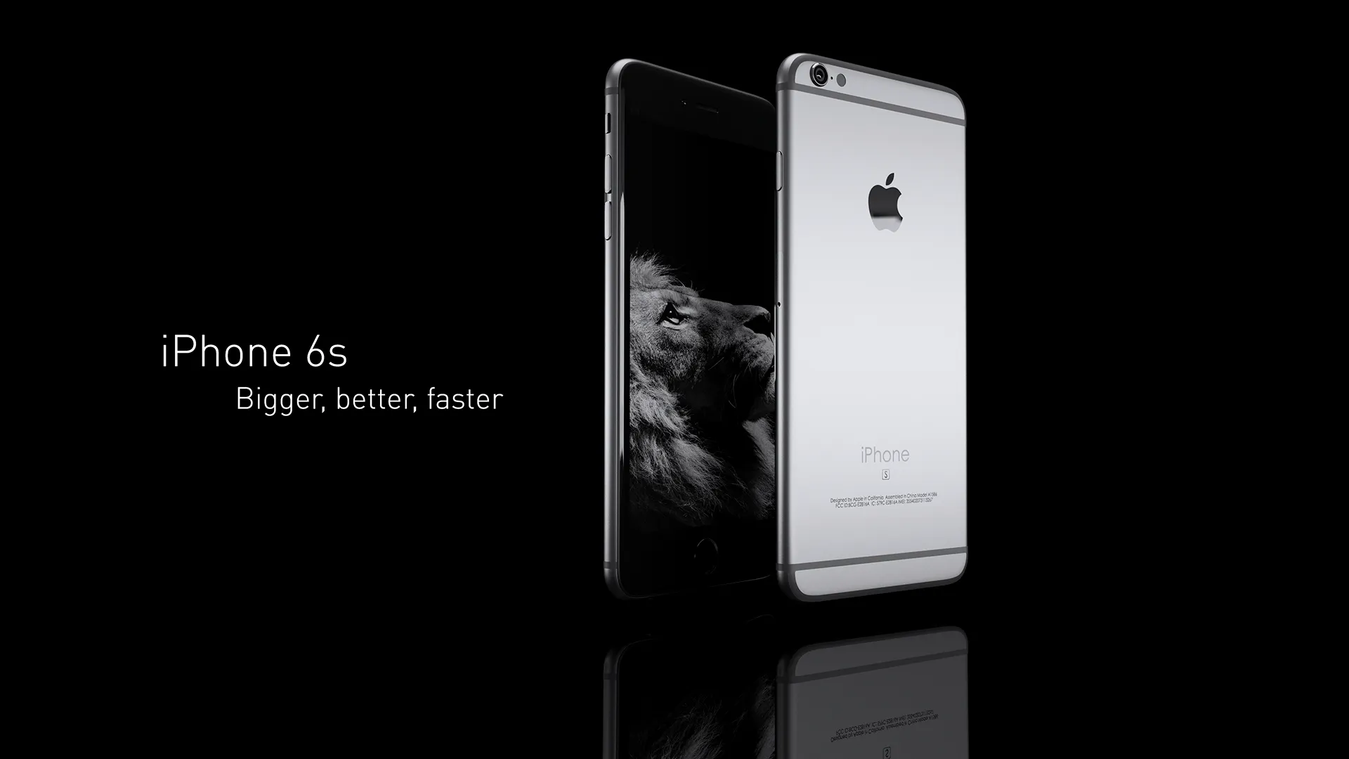 3D-Produktrendering eines Apple iPhone 6s von vorne und hinten vor schwarzem Hintergrund
